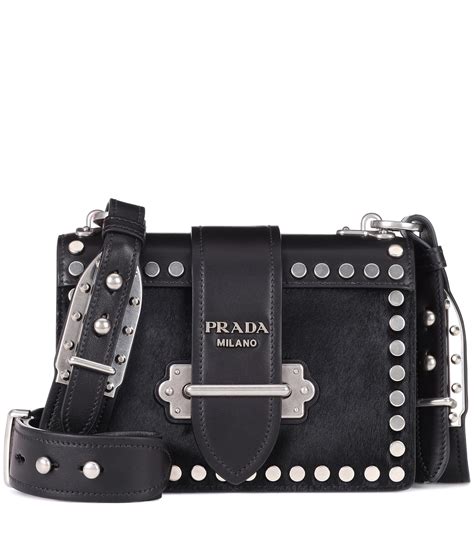 prada shoulder bag black leather|Prada cahier shoulder bag black.